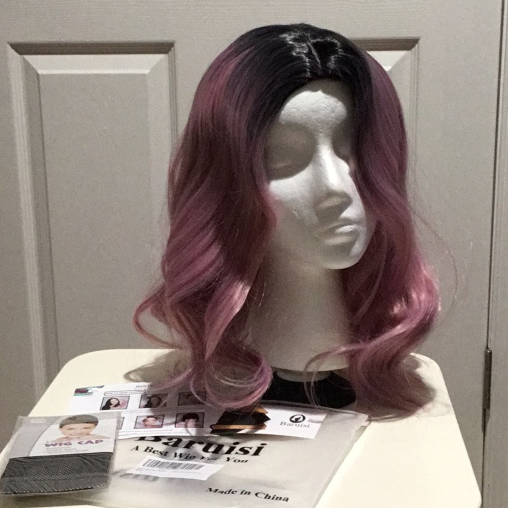Baruisi Ombré Purple Short Synthetic Wig - OS
